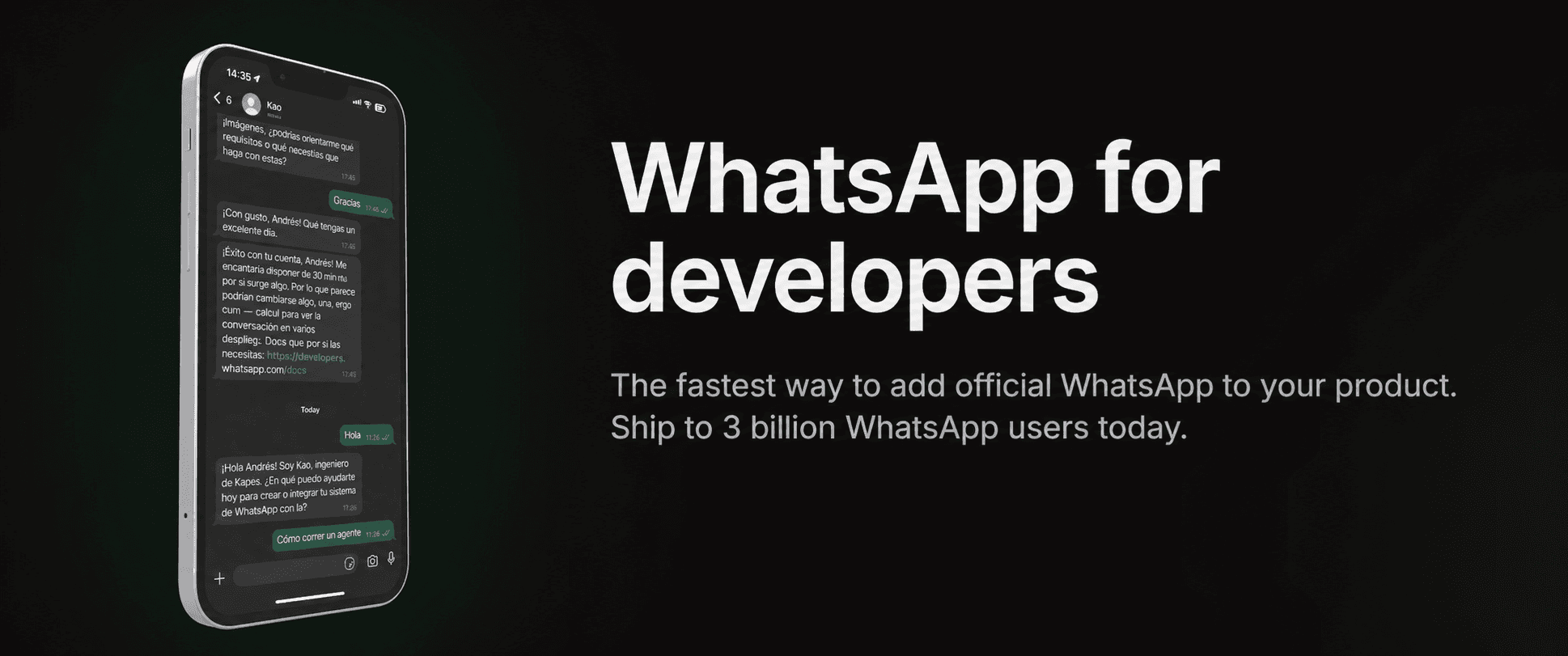 WhatsApp for developers — integración Kapso con Chatia
